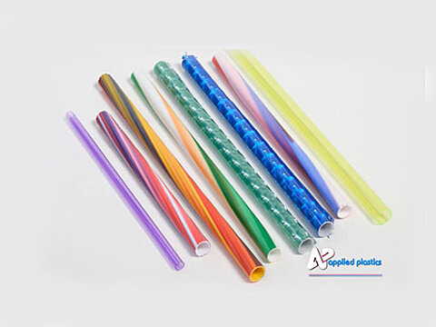 Extruded plastic rod and tubing in a range of transparent colours