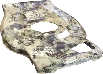 Example of a special kryptek camo hydrographics pattern on a metal lawn mower deck