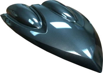 Glossy carbon fiber hydrographics on a trim panel in the watercraft industry